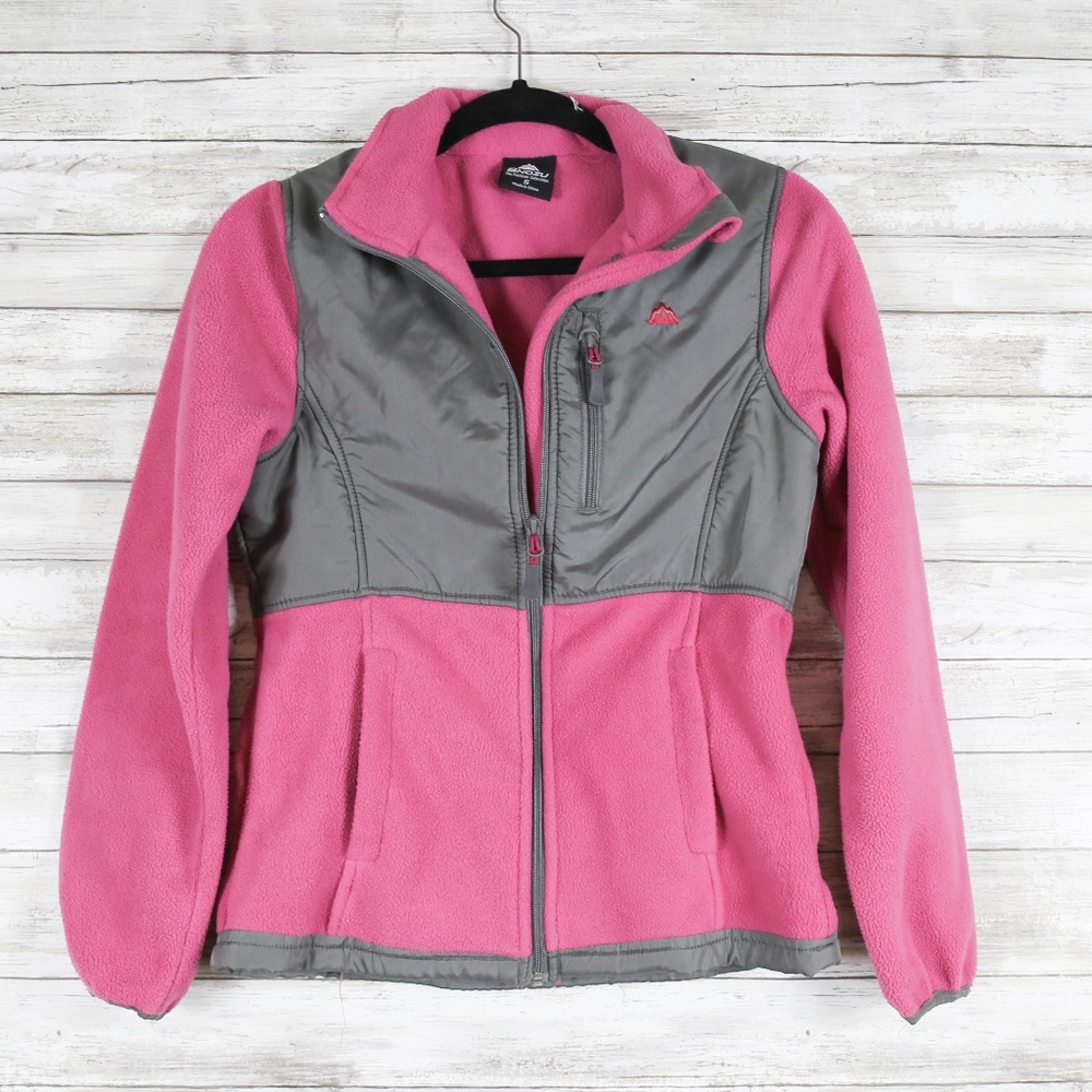 Snozu Pink and Gray Zip Up Sweater sz Sm